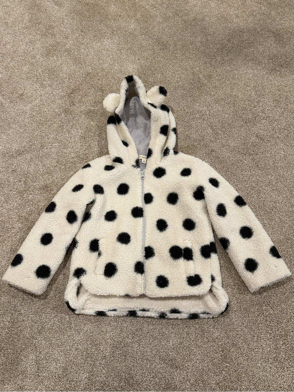 Tucker + Tate Faux Fur Kids' Cozy Polka Dot Hooded Jacket